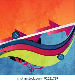 vector retro style colorful wave background