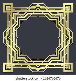 Vector retro style decoration: luxury golden frame on dark background. For background, decoration, retro design. EPS10. 