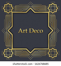 Vector retro style decoration: luxury golden frame on dark background. For background, decoration, retro design. EPS10. 