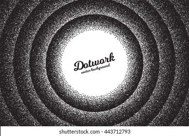 Vector retro style dotwork background. Abstract dotted stippling engraving texture