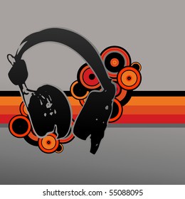 vector retro style headphone background