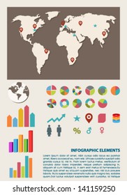 Vector retro style infographics set