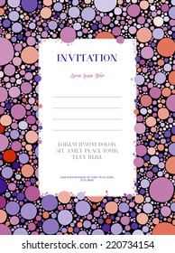 Vector retro style invitation design template with cute dotted frame