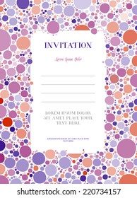 Vector retro style invitation design template with cute dotted frame