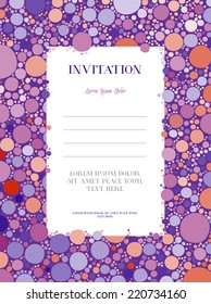 Vector retro style invitation design template with cute dotted frame