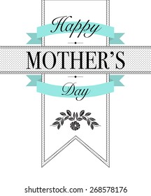 Vector retro style isolated greeting to Mom with banners and ribbons on white background 