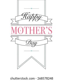 Vector retro style isolated greeting to Mom with banners and ribbons on white background 