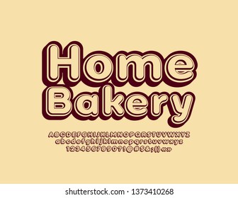 Vektor Retro-Stil Logotype Home Bäckerei mit 3D Font. Isometrisches Alphabet. Buchstaben, Zahlen und Symbole für das Shopping-Marketing