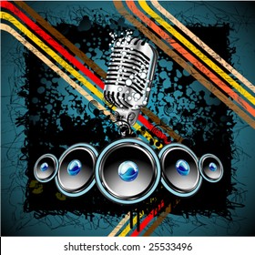 VECTOR Retro Style Music background with dirty grunge background