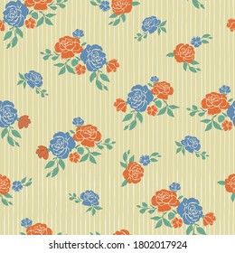 Estilo vector retro banda floral rosa patrón de repetición sin fisuras