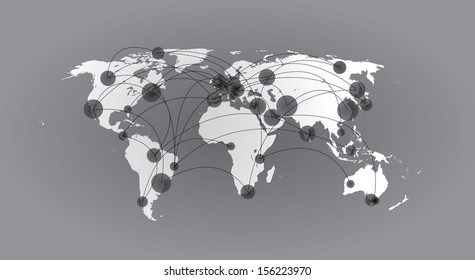 Vector retro style world map.