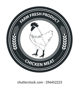 Vector retro styled badge with chicken symbol. Organic food badge.
