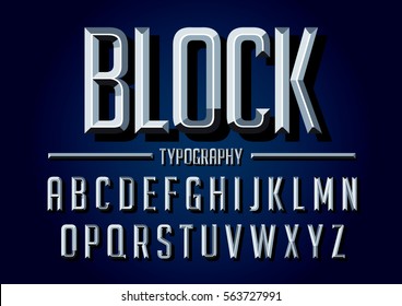 Vector of retro stylized bold font and alphabet