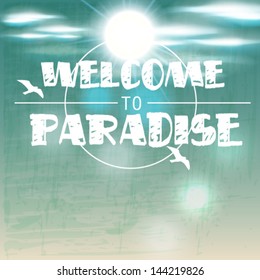 Vector retro summer background illustration with text