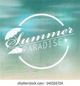 Vector retro summer background illustration with text