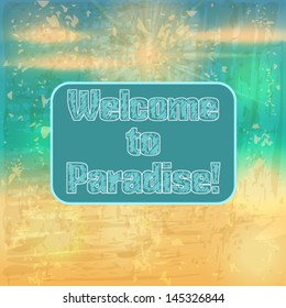 Vector retro summer background illustration with text
