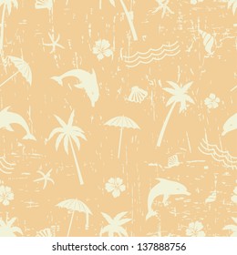Vector retro summer background. Seamless grunge yellow pattern