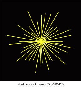 Vector retro sun bursts. Vector illustration. Gold color. Modern style
