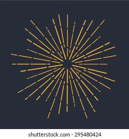 Vector retro sun bursts. Vector illustration. Orange color.