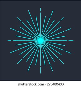 Vector retro sun bursts. Vector illustration. Neon light.