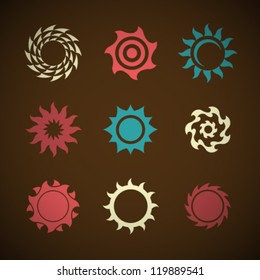  Vector Retro Sun Icons Set