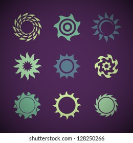 Vector Retro Sun Icons Set