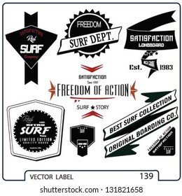 vector retro surf label set.