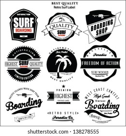 vector retro surf label set.