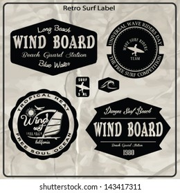 vector retro surf label set.