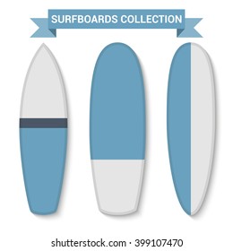 Vector retro surfboards isolated on white background. Surfboards icon. Surfboards design. Surfboards collection