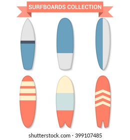 Vector retro surfboards isolated on white background. Surfboards icon