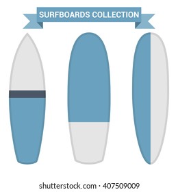 Vector retro surfboards isolated on white background. Surfboard set