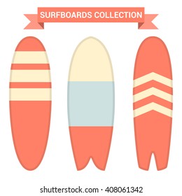 Vector retro surfboards isolated on white background