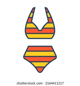 Vector Retro Swimwear. Vintage Women Swimsuit. Summer Time.