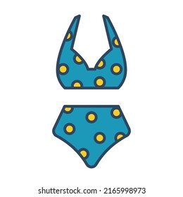 Vector Retro Swimwear. Vintage Women Swimsuit. Summer Time.