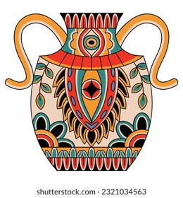 Vector Retro Tattoo Illustration of Vase Pottery
