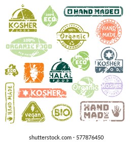Vector retro teal vintage stamps for quality mark.