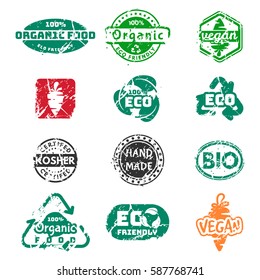 Vector retro teal vintage stamps for quality mark.