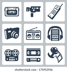 Vector retro technology icons set #2