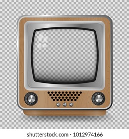 vector retro television mock up isolate on transparent grid