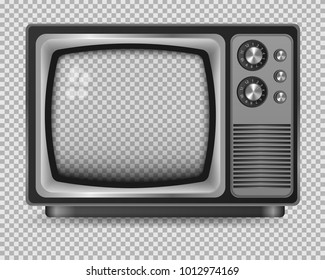 vector retro television mock up isolate on transparent grid - Shutterstock ID 1012974169