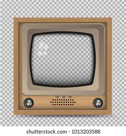 vector retro television mock up isolate on transparent grid