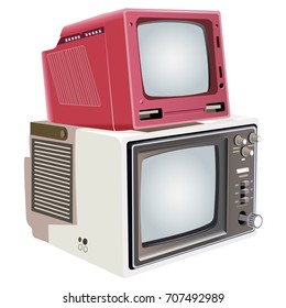 vector retro television set