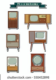 Vector Retro Television Set Vintage TVs of the Forties