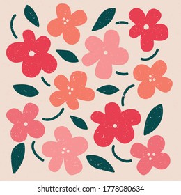 Vector retro texturizado lindo patrón de flor
