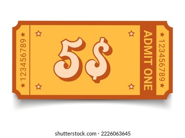 Vector retro ticket isolated isolated on white background. Cinema, theater, concert, play, party, event, festival black and gold ticket realistic template set. Ticket icon for website.