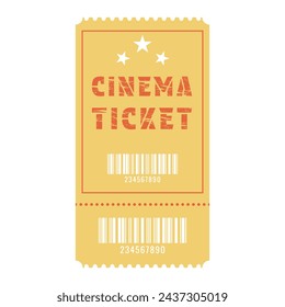 Vector retro ticket in retro style with barcode.