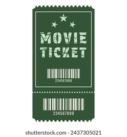 Vector retro ticket in retro style with barcode.