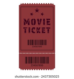 Vector retro ticket in retro style with barcode.