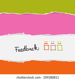 Vector Retro Torn Paper Feedback Background Template 